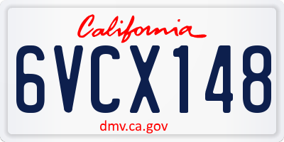 CA license plate 6VCX148