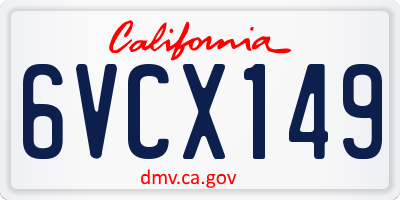 CA license plate 6VCX149