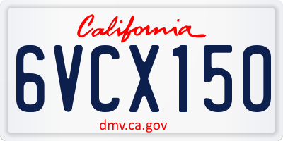 CA license plate 6VCX150