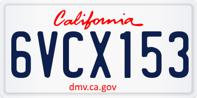 CA license plate 6VCX153