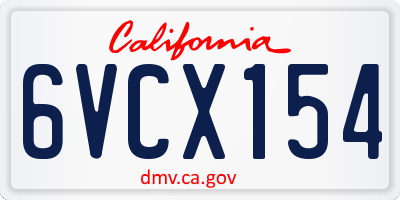 CA license plate 6VCX154