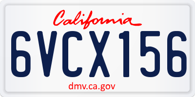 CA license plate 6VCX156