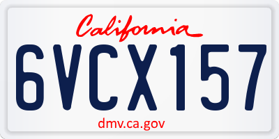 CA license plate 6VCX157