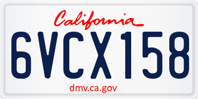 CA license plate 6VCX158