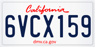 CA license plate 6VCX159