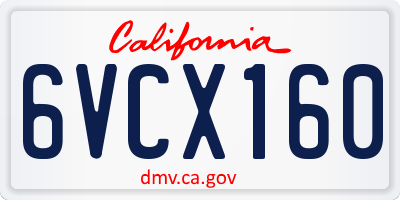 CA license plate 6VCX160