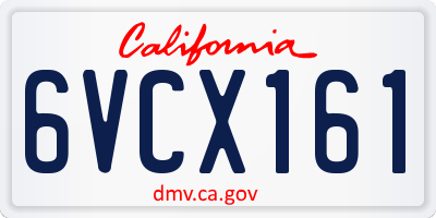 CA license plate 6VCX161