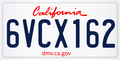 CA license plate 6VCX162