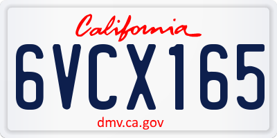 CA license plate 6VCX165
