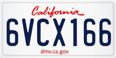 CA license plate 6VCX166