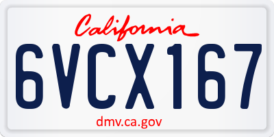 CA license plate 6VCX167
