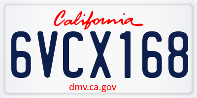 CA license plate 6VCX168