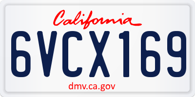 CA license plate 6VCX169