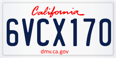 CA license plate 6VCX170
