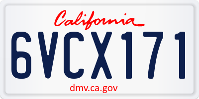 CA license plate 6VCX171