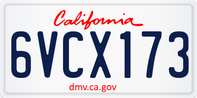 CA license plate 6VCX173