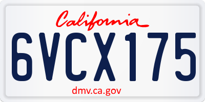 CA license plate 6VCX175