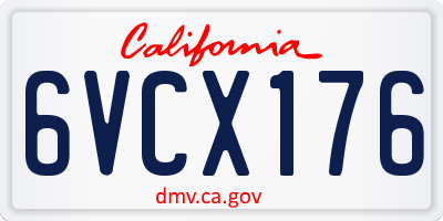 CA license plate 6VCX176