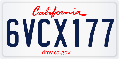 CA license plate 6VCX177