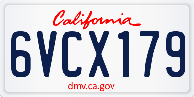 CA license plate 6VCX179