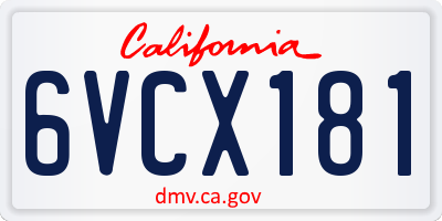 CA license plate 6VCX181