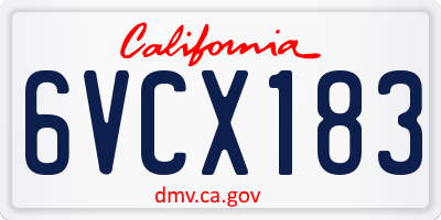 CA license plate 6VCX183