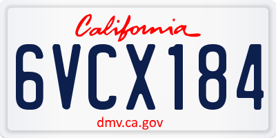 CA license plate 6VCX184