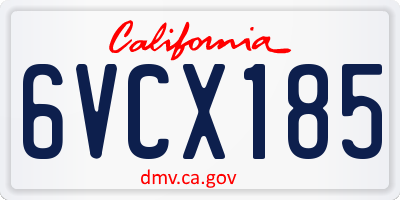 CA license plate 6VCX185