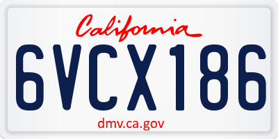 CA license plate 6VCX186
