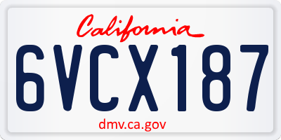 CA license plate 6VCX187