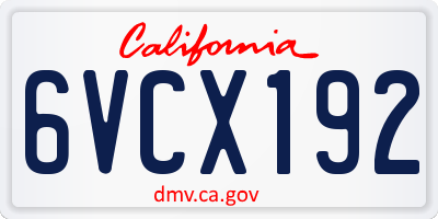 CA license plate 6VCX192