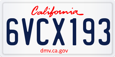 CA license plate 6VCX193