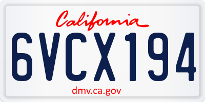 CA license plate 6VCX194