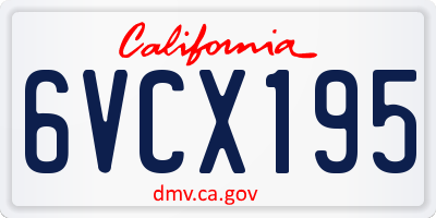 CA license plate 6VCX195