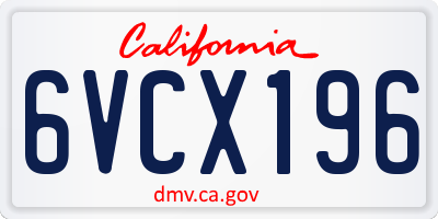 CA license plate 6VCX196
