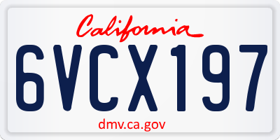 CA license plate 6VCX197