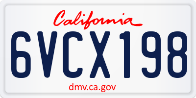 CA license plate 6VCX198