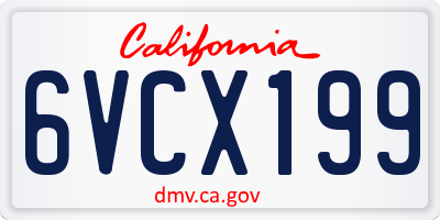 CA license plate 6VCX199