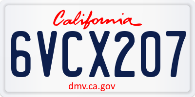 CA license plate 6VCX207