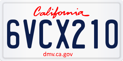 CA license plate 6VCX210