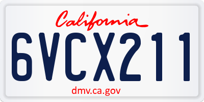 CA license plate 6VCX211