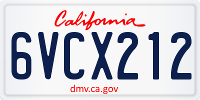 CA license plate 6VCX212