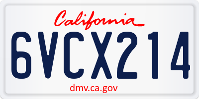 CA license plate 6VCX214
