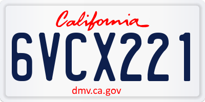 CA license plate 6VCX221