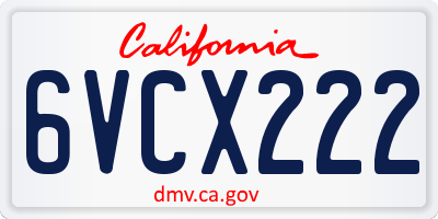 CA license plate 6VCX222