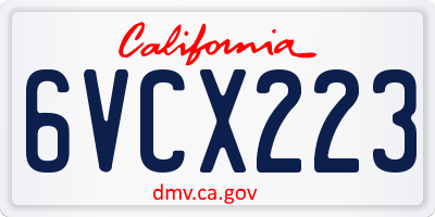 CA license plate 6VCX223