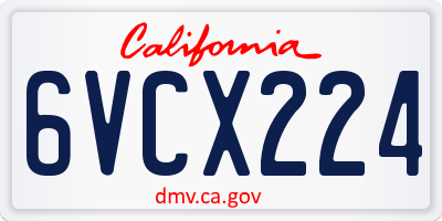 CA license plate 6VCX224