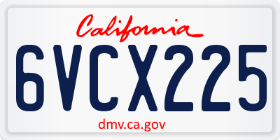 CA license plate 6VCX225