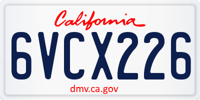 CA license plate 6VCX226