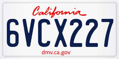 CA license plate 6VCX227